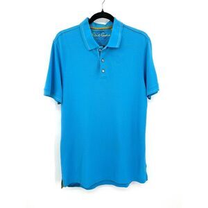 ROBERT GRAHAM Men's Blue Short Sleeve 100% Cotton Polo Shirt Size Medium